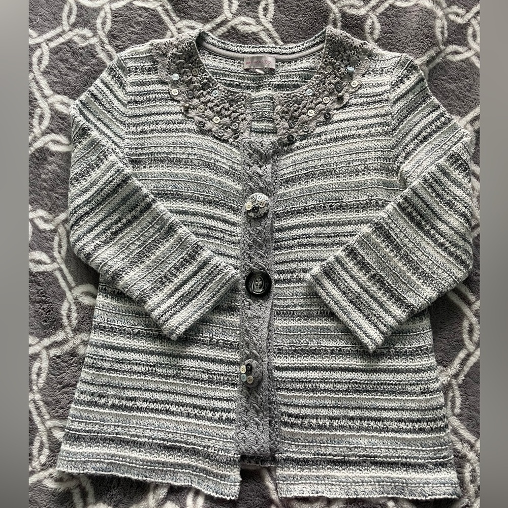 Per Una gray striped cardigan Sz Small